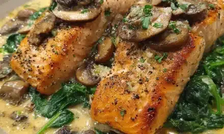 Creamy Garlic Butter Salmon with Spinach & Mushrooms