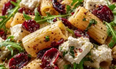 Feta & Cranberry Rigatoni Salad with Lemon Vinaigrette