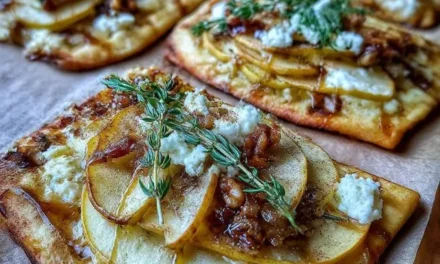 Goat Cheese & Roasted Apple Flatbread with Sweet Cinnamon Drizzle