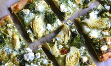 Green Pizza with Pesto, Feta, Artichokes, and Broccoli – A Delightful and Nutritious Meal