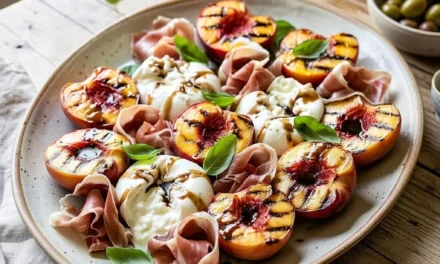 Grilled Peaches with Burrata and Prosciutto