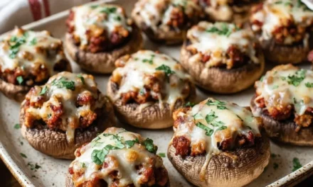 Spicy Sausage Stuffed Mushrooms