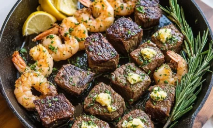Surf and Turf Steak Bites with Garlic Butter