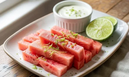 Watermelon Fries with Lime Crema