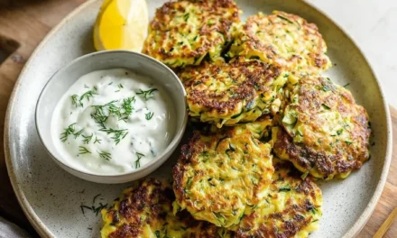 Zucchini Fritters with Garlic Yogurt Sauce